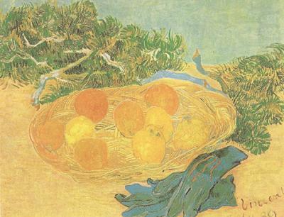 Still life:Oranges,Lomons and Blue Gloves (nn04), Vincent Van Gogh
